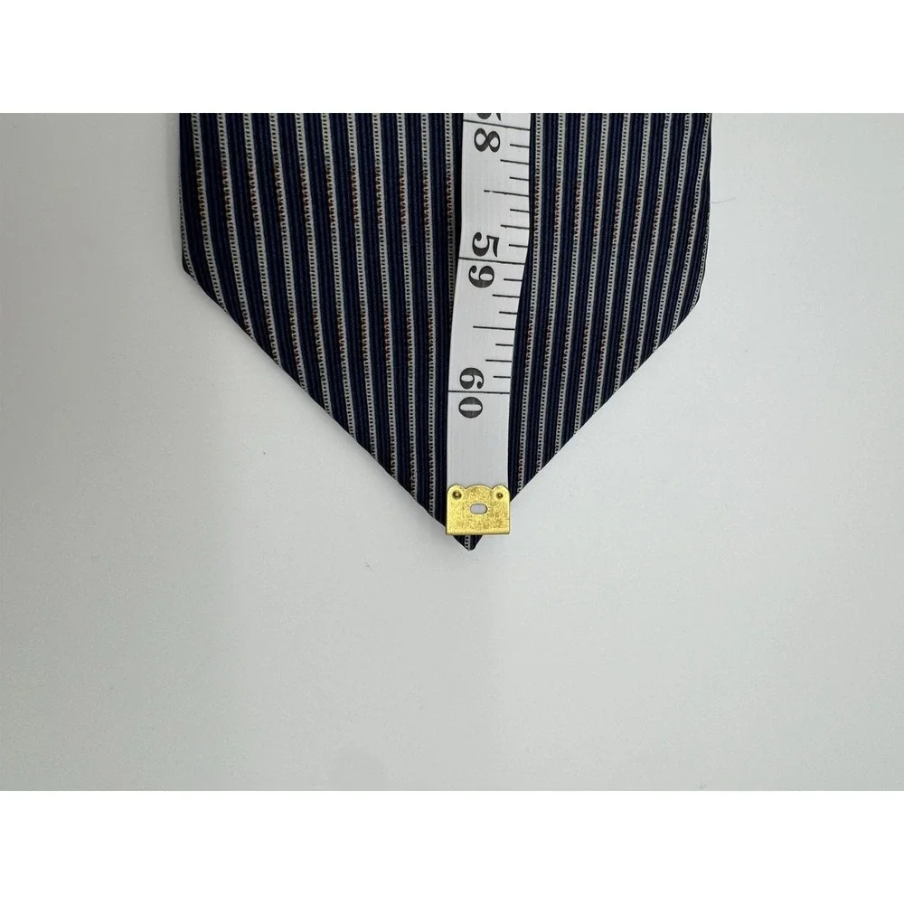 DKNY 100% Silk Tie Blue Striped Necktie‎ Classic Designer Mens Dress Tie